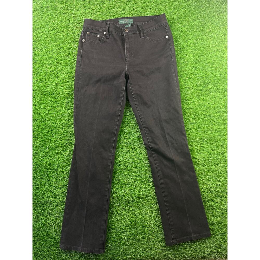 Lauren Jeans Co Ralph Lauren Womens Bootcut Jeans Black Petite 4P Midrise Cotton